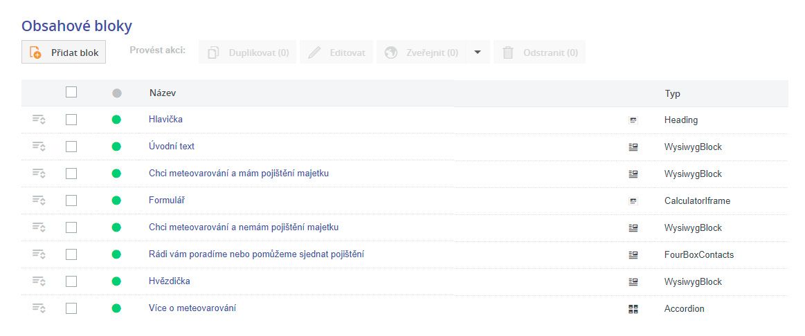V CMS Edee.one je vyskládání nové stránky mimořádně jednoduché