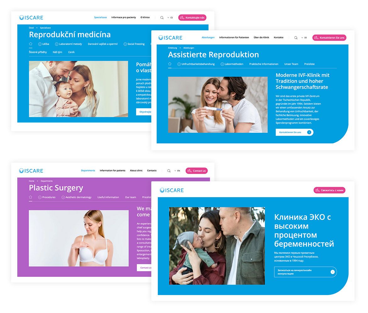 Ukázky webu ISCARE Ukázky webu ISCARE