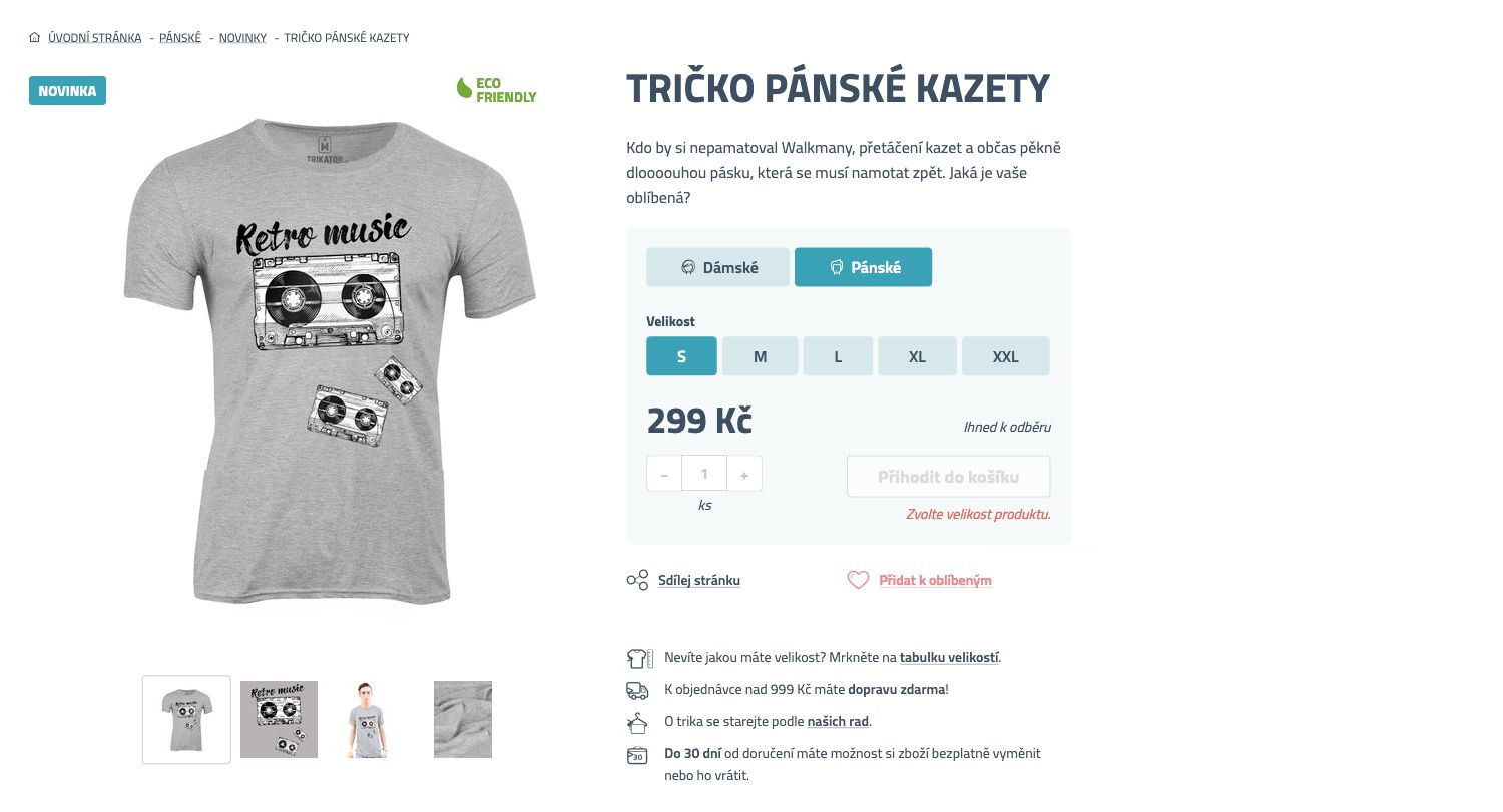 výběr variant jednoho produktu