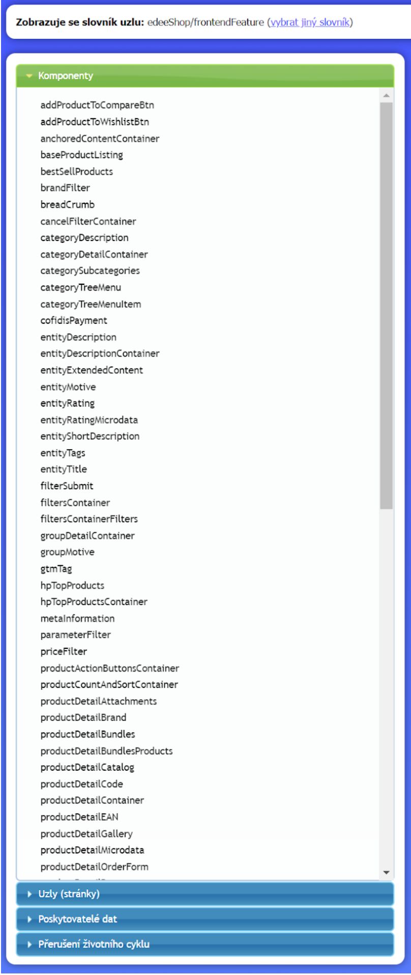 slovník komponent UI CMS Edee.one slovník komponent UI CMS Edee.one