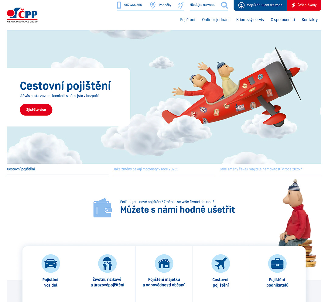 Ukázka webu České podnikatelské pojišťovny