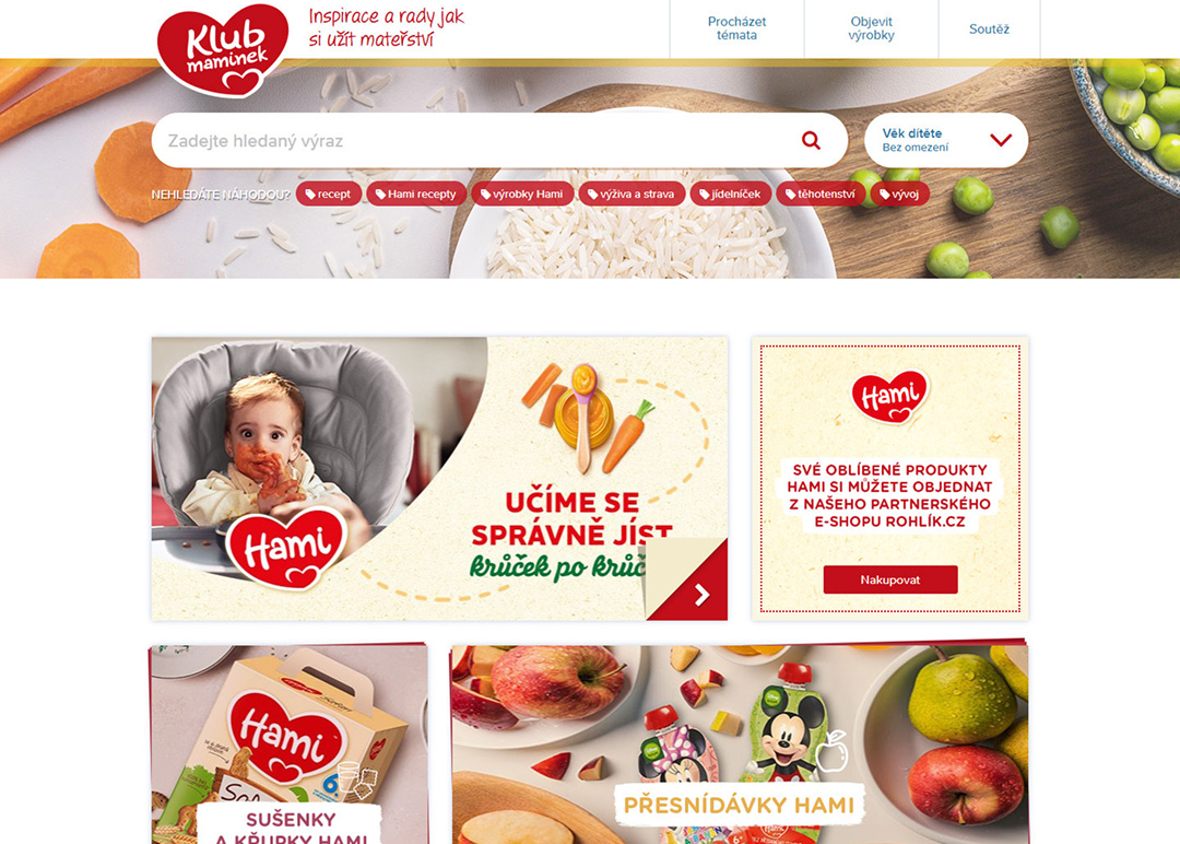 Ukázka webu Hami – Klub maminek
