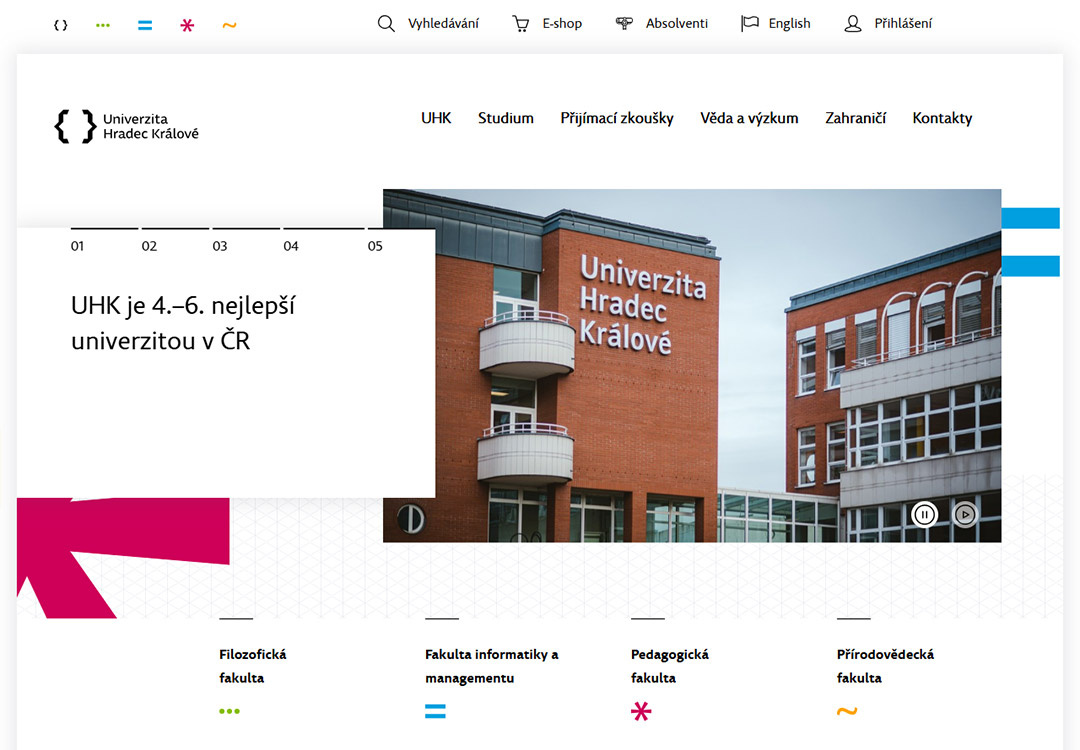 Ukázka webu Univerzity Hradec Králové
