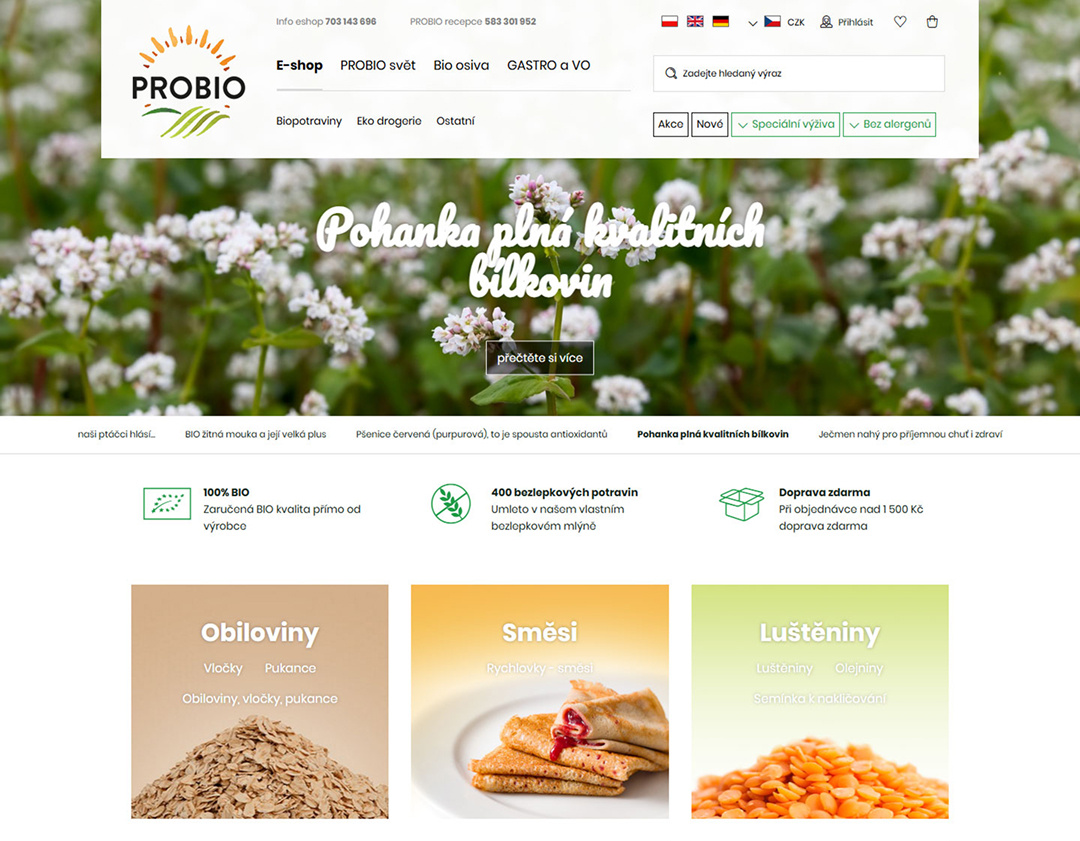 Ukázka e-shopu PROBIO