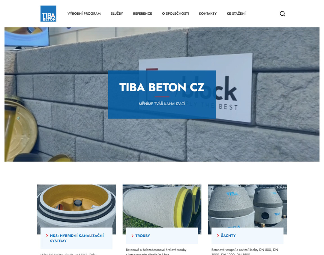 Ukázka webu TIBA BETON CZ