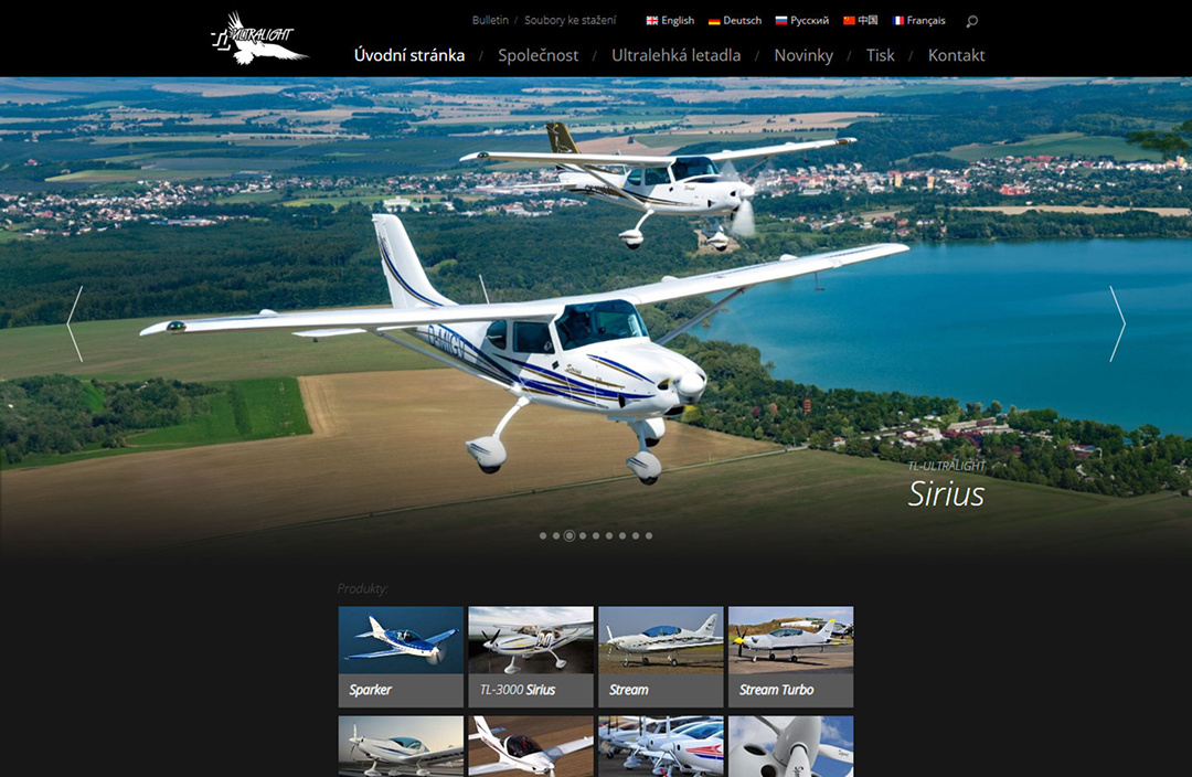 Ukázka webu pro TL-ULTRALIGHT