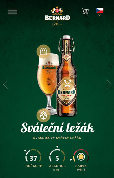Screenshot mobilní verze webu www.bernard.cz