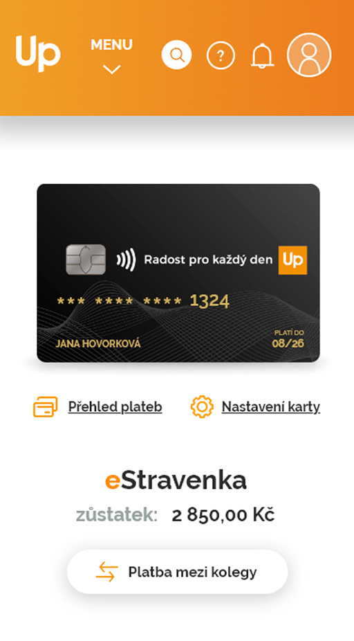 Screenshot mobilní verze webu www.mujup.cz